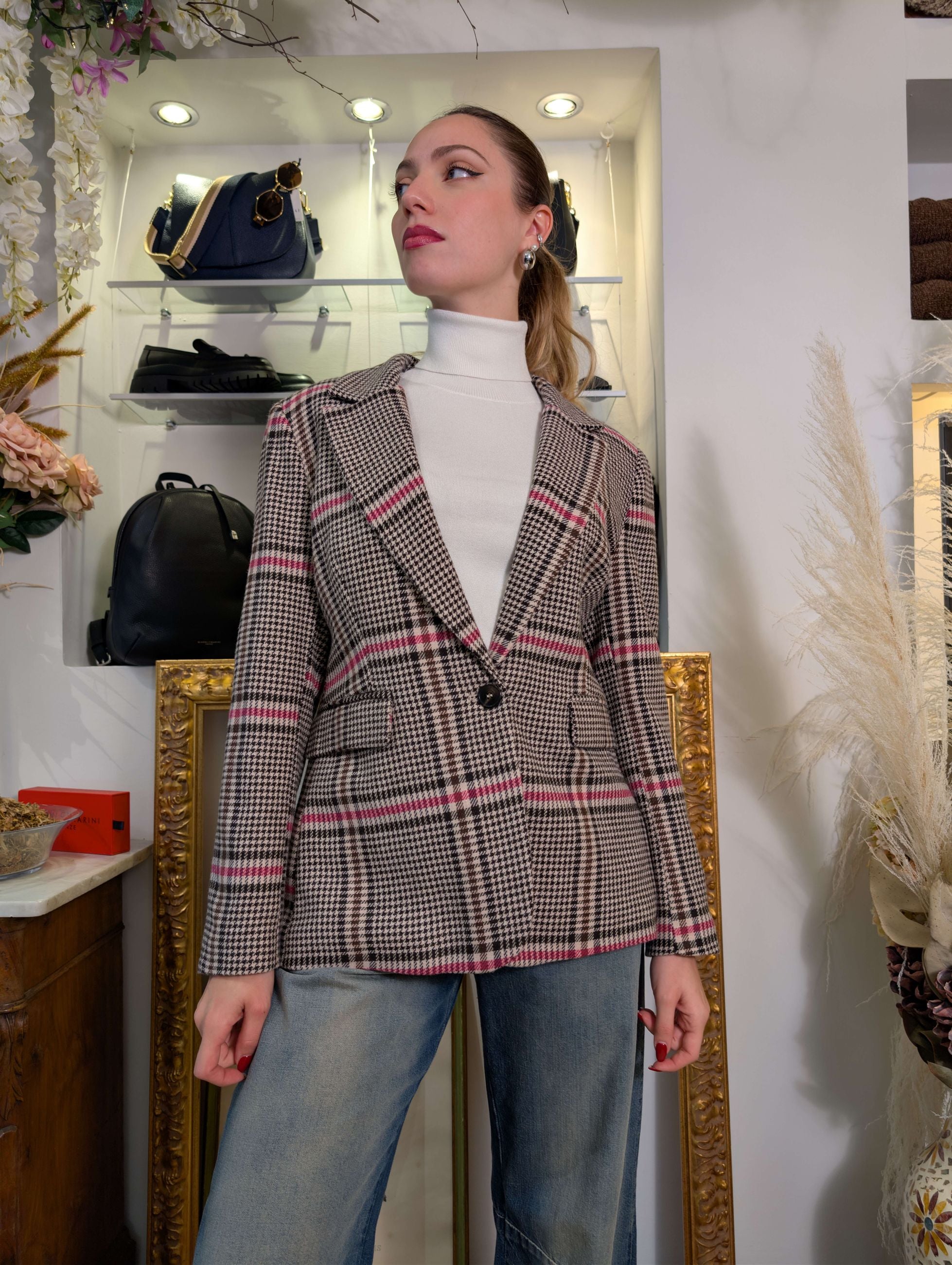 Giacca pied de poule multicolor - TENSIONE IN