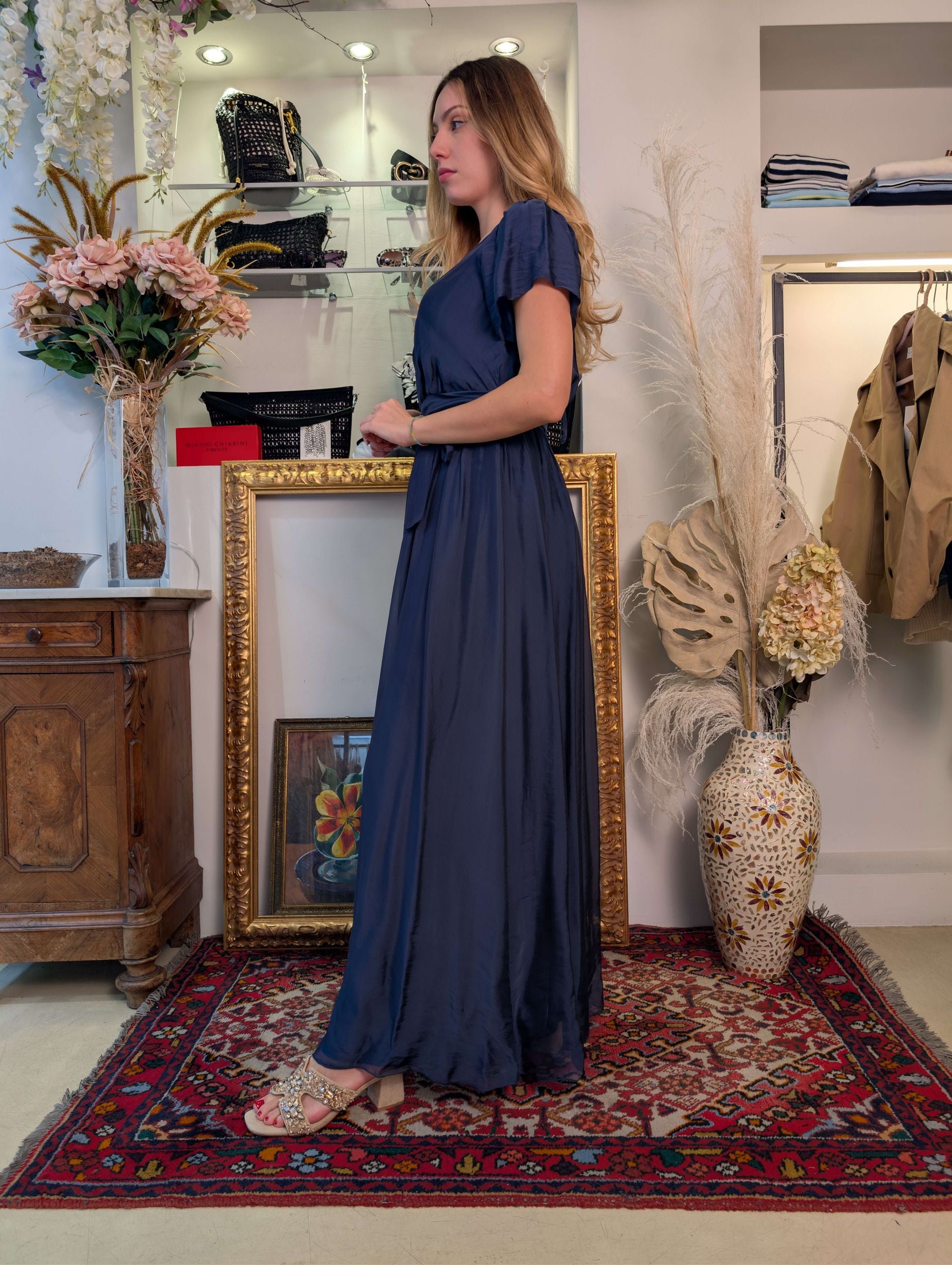Long dress maniche ad aletta in seta - HAVE ONE