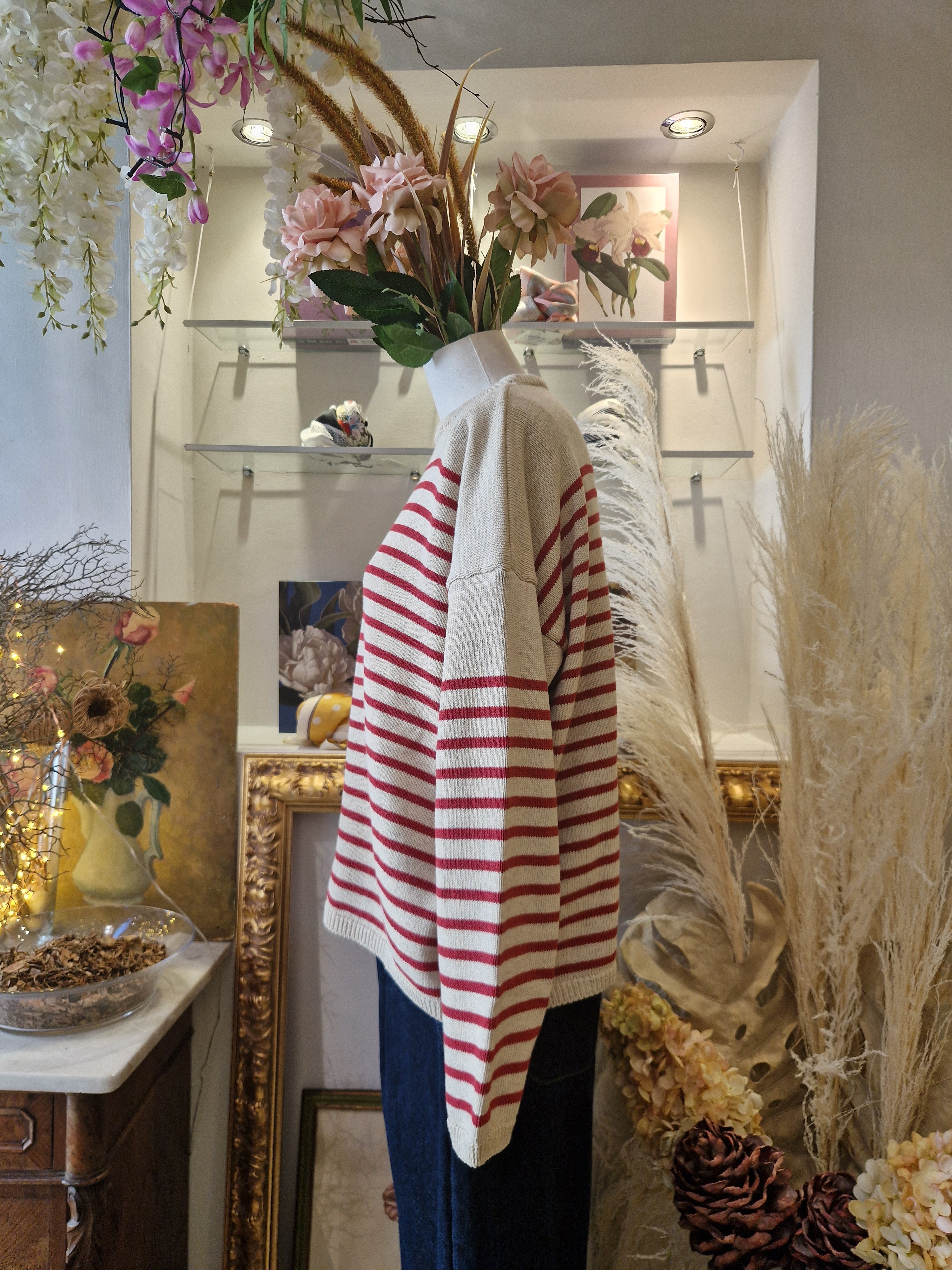 Maglia cotton stripes rosso - SHE_FLORENCE_LAB