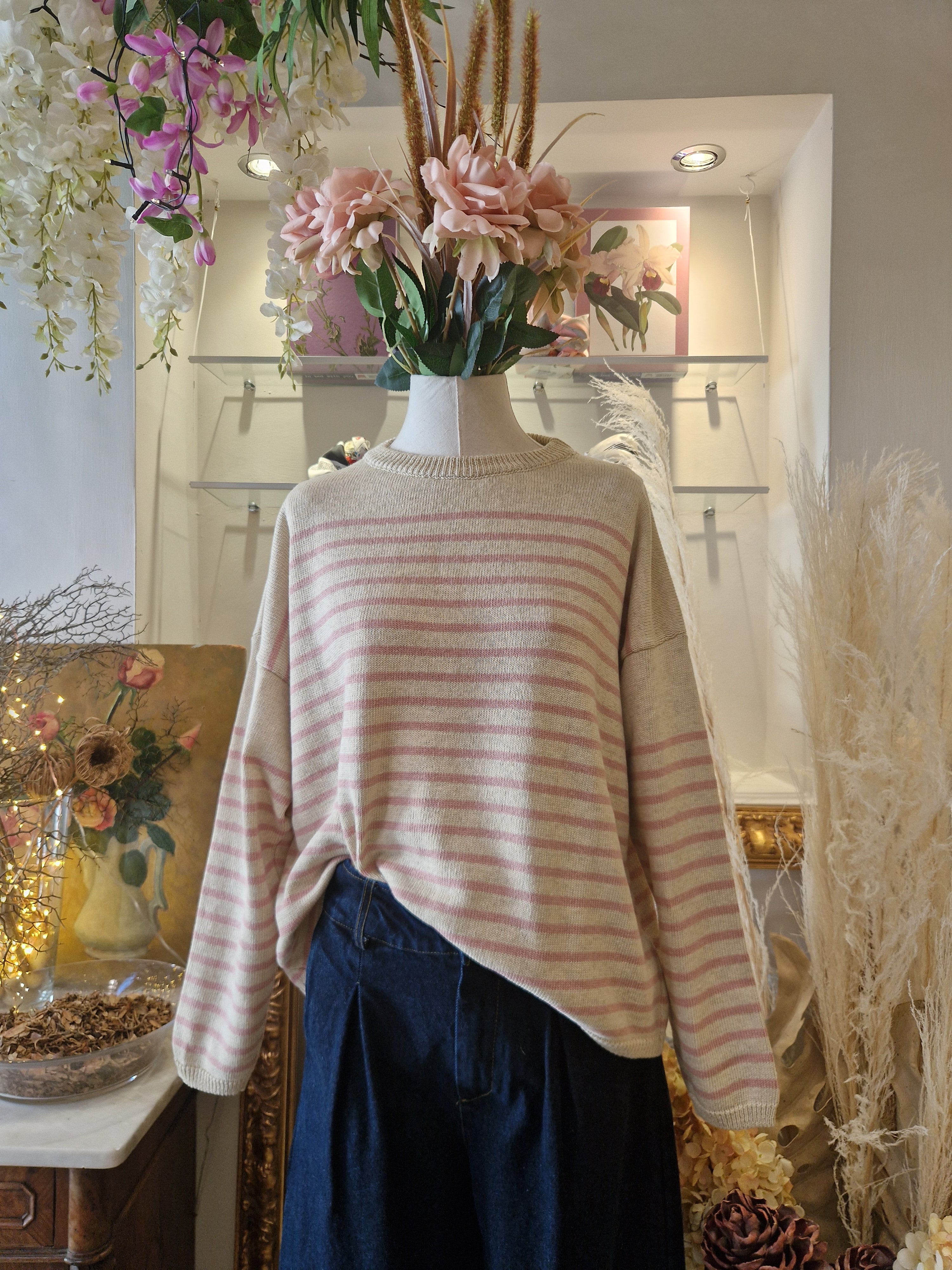 Maglia cotton stripes rosa - SHE_FLORENCE_LAB