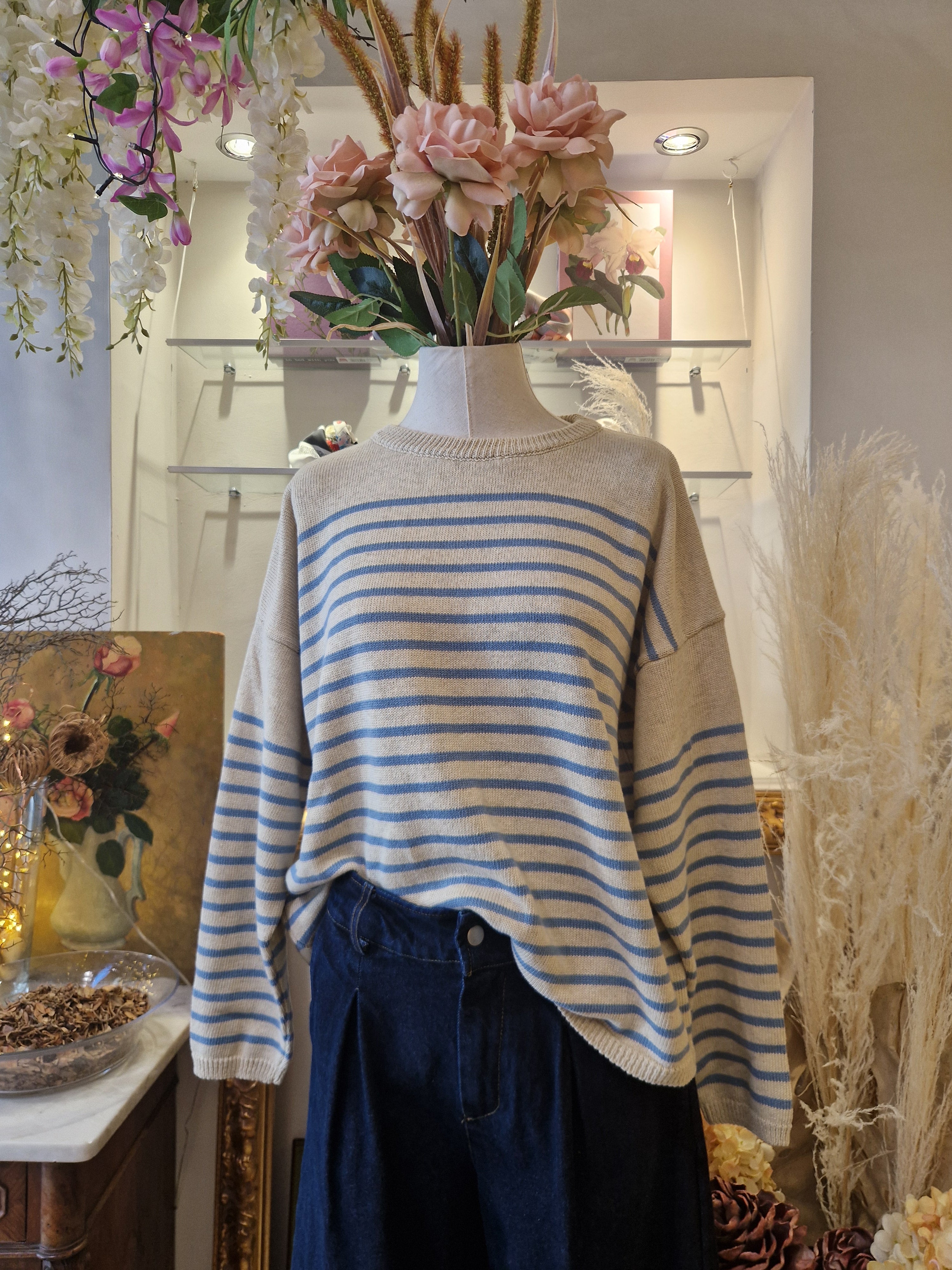 Maglia cotton stripes azzurro - SHE_FLORENCE_LAB