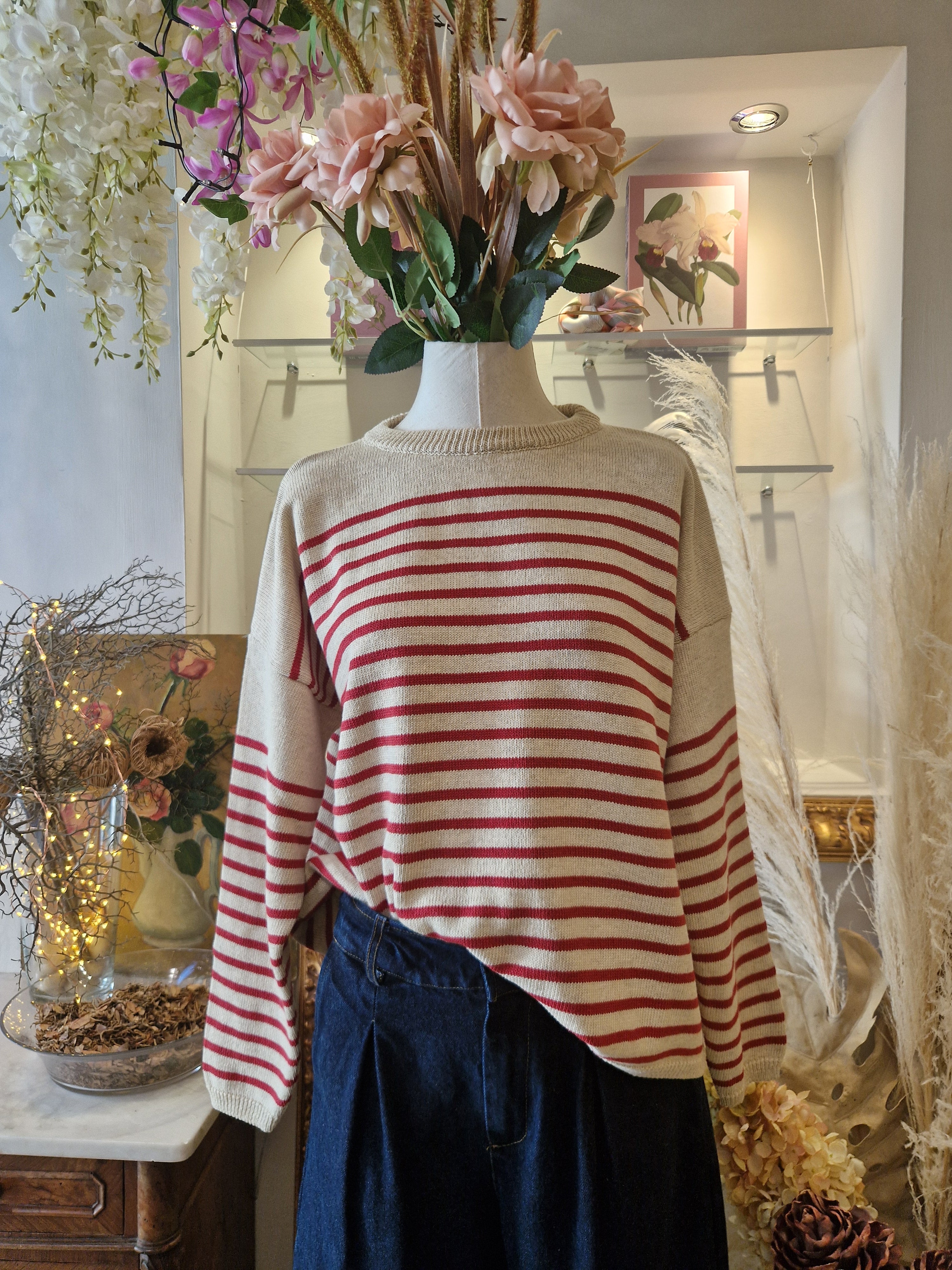 Maglia cotton stripes rosso - SHE_FLORENCE_LAB