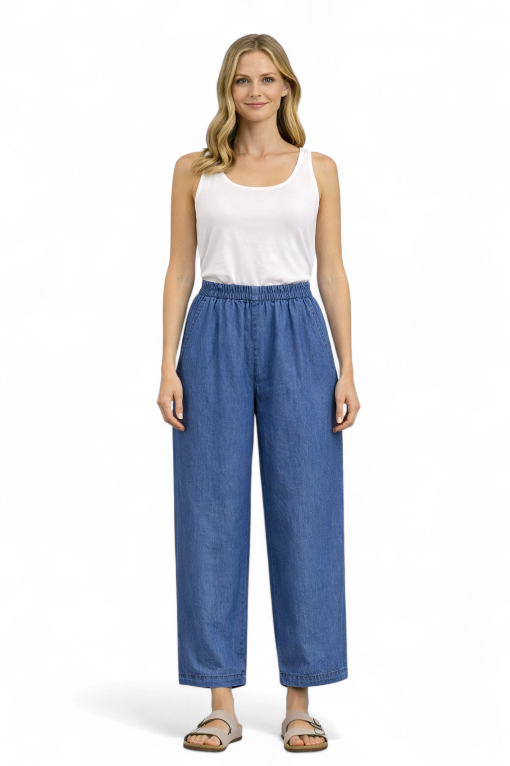 Panta in chambray 100% cotone - SHE_FLORENCE_LAB