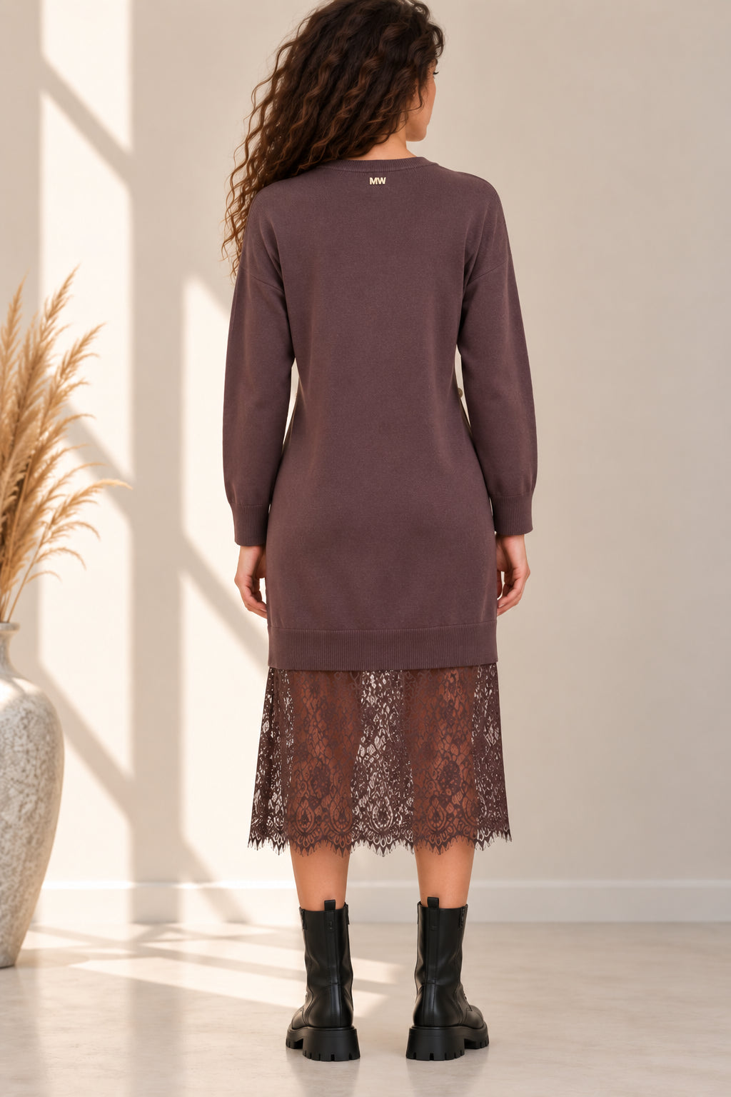 Abito in viscosa con pizzo e piercing gioiello - MARKUP DONNA