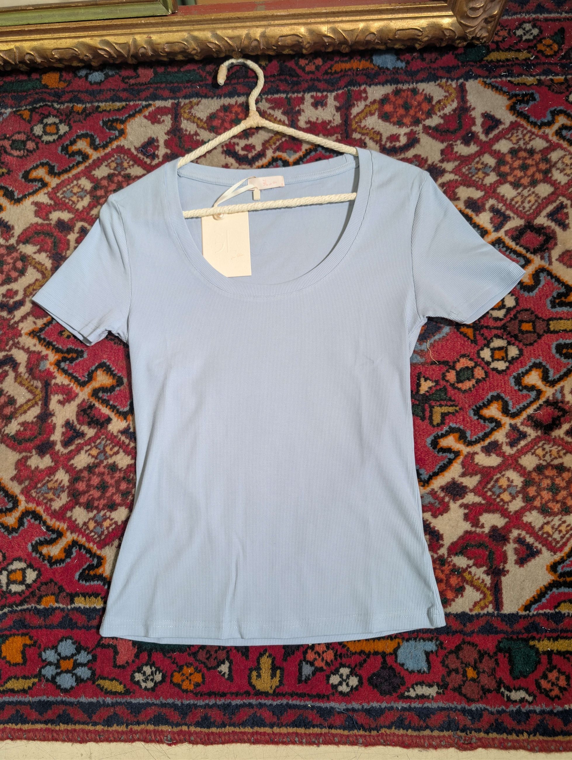 T-shirt scollo madonna in costina di cotone - GL for Her