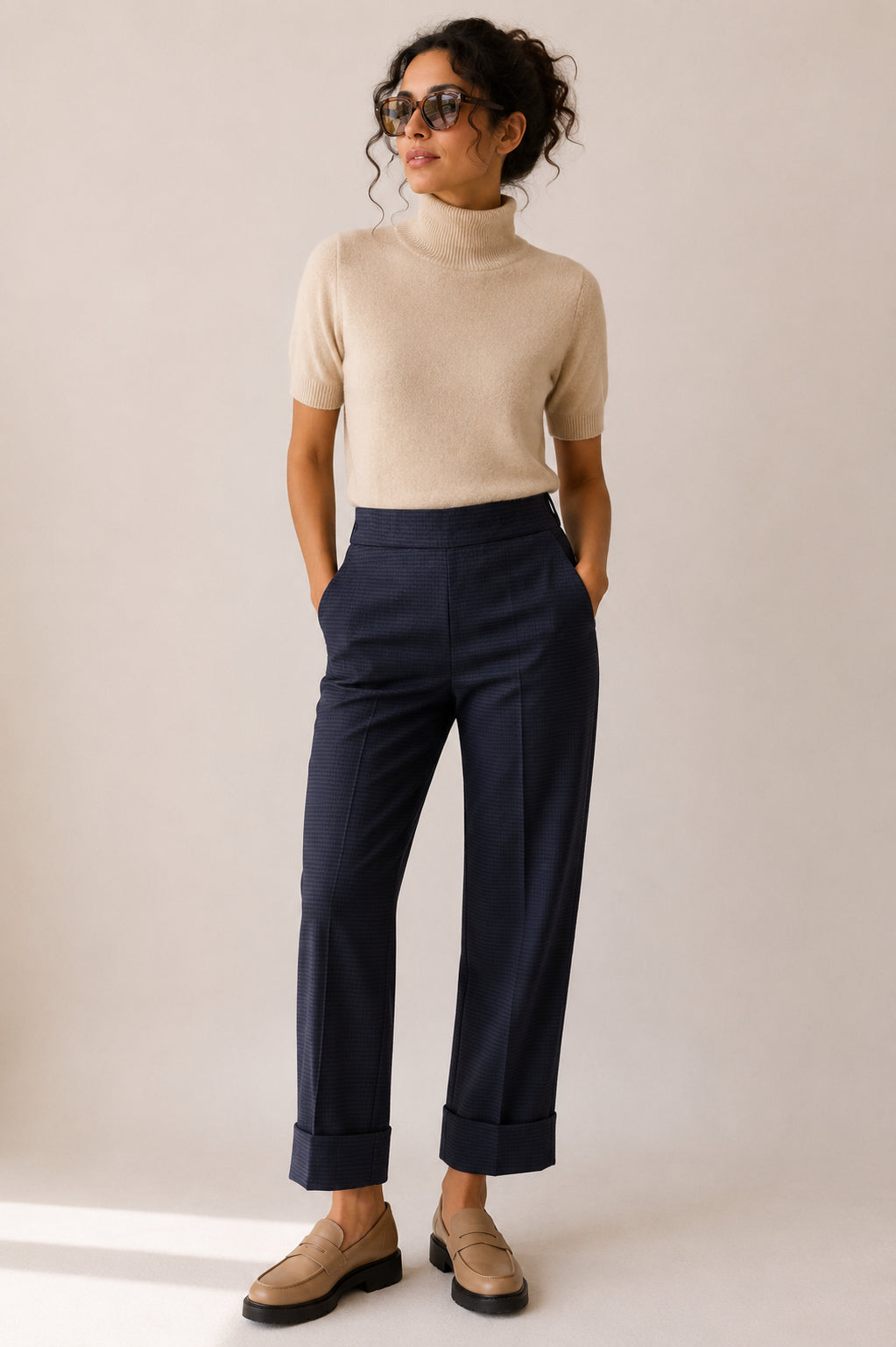 Panta cropped in flan pied de poule - Sandro Ferrone