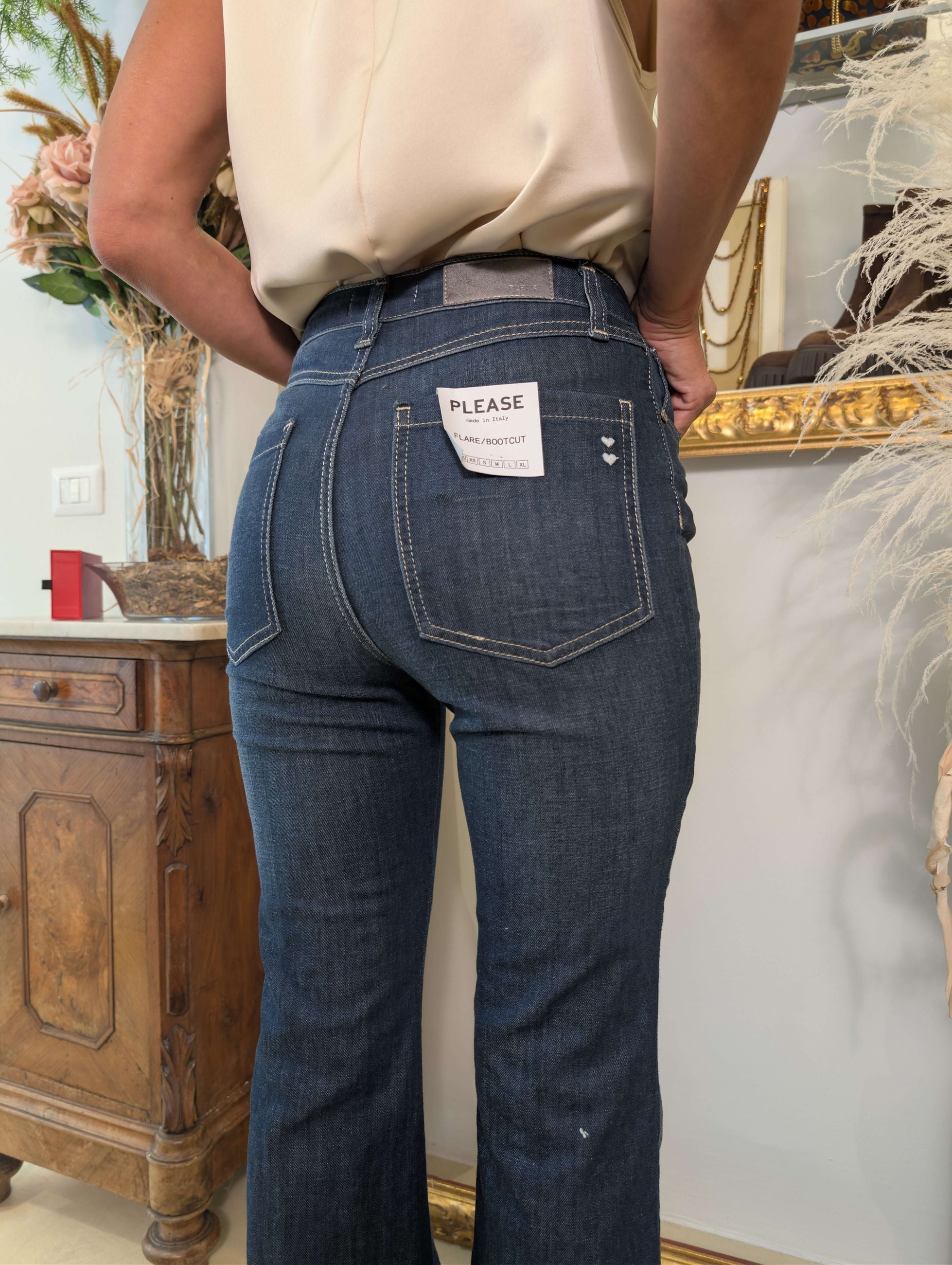 Panta in denim blue-black gamba flare - PLEASE