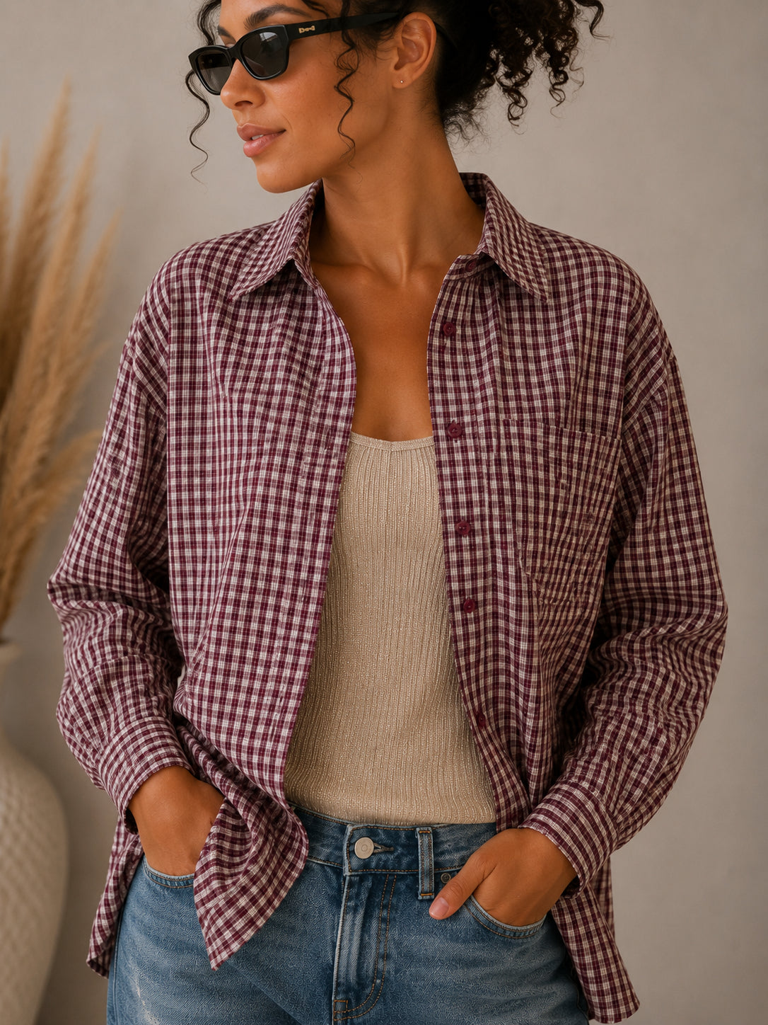 Camicia over in cotone microquadretto - VICOLO