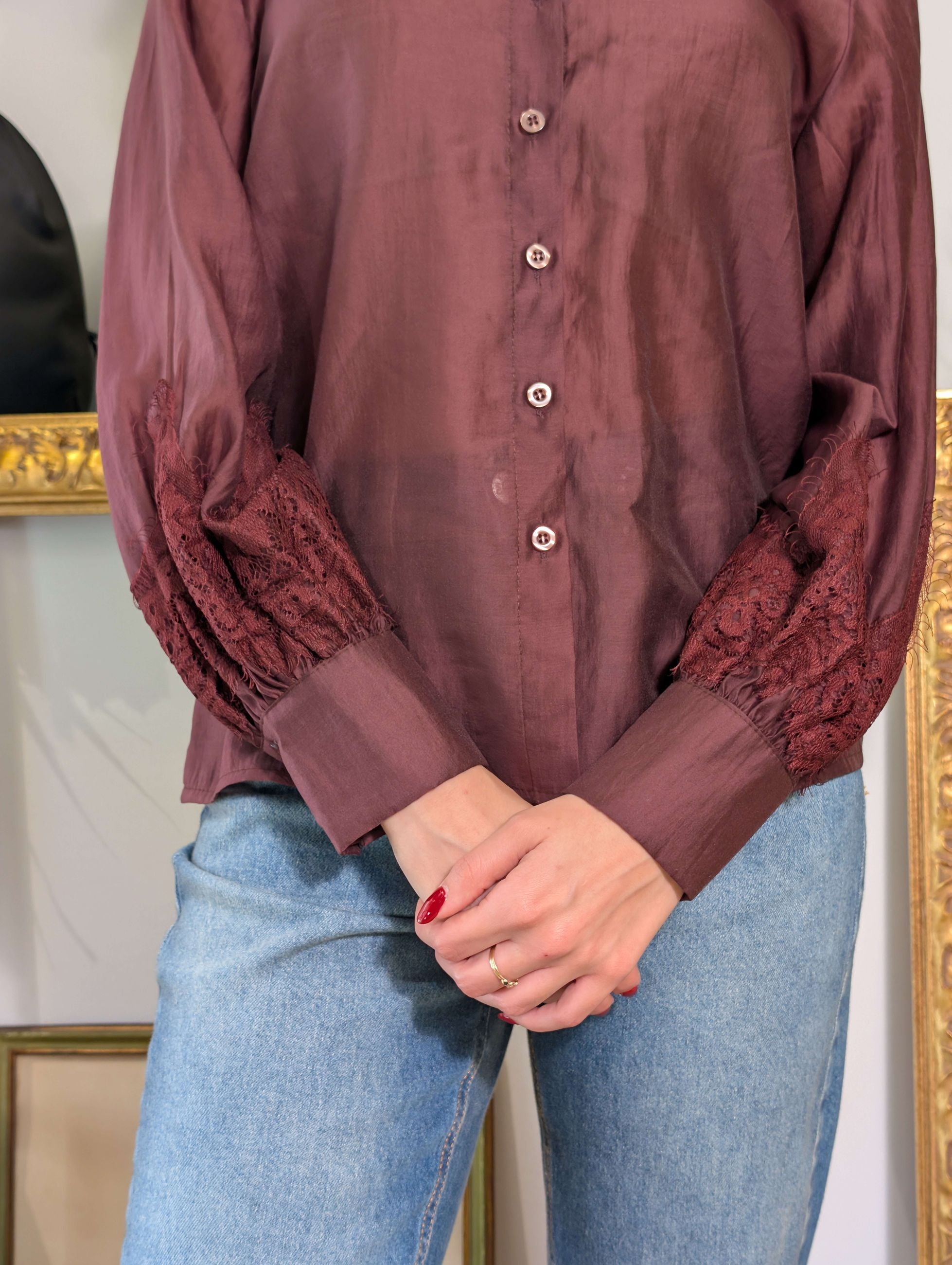 Camicia in Tencel con inserto in pizzo - SHE_FLORENCE_LAB