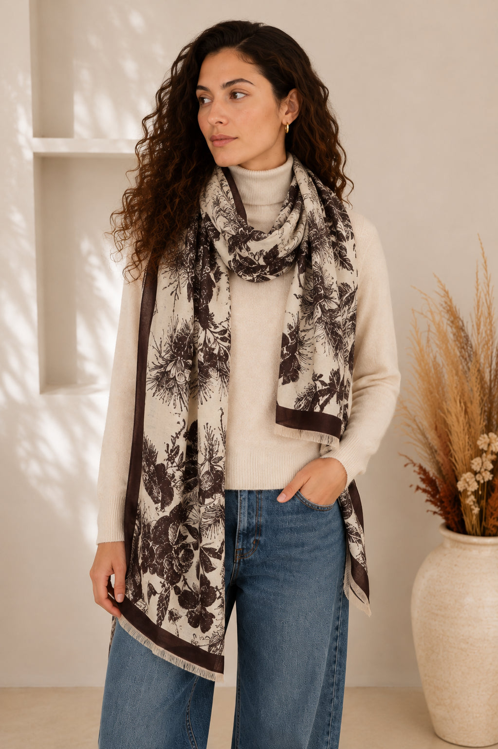 Maxi foulard stampa botanica - Sandro Ferrone