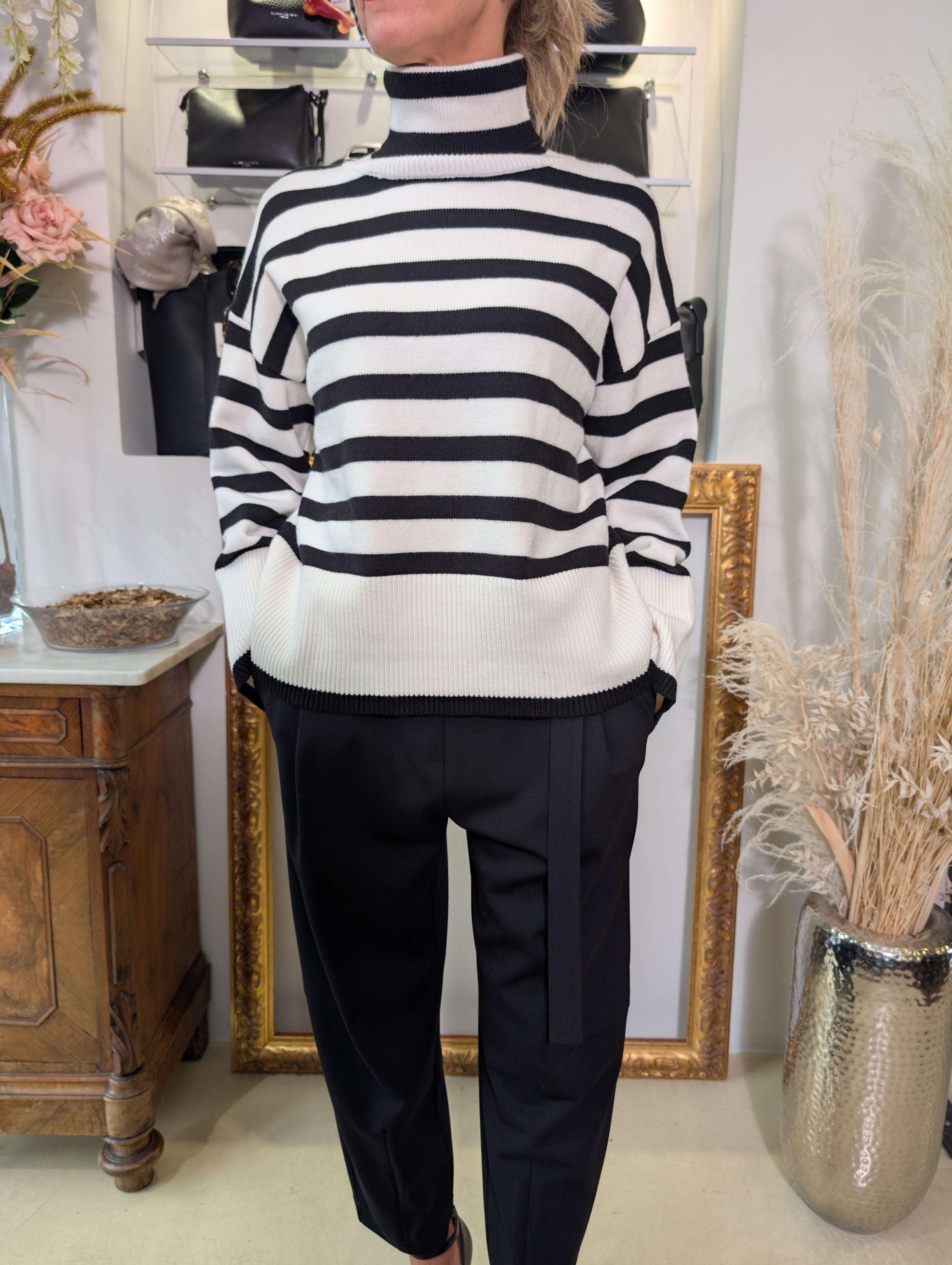 Maglia french stripes a collo alto - ANNARITA N