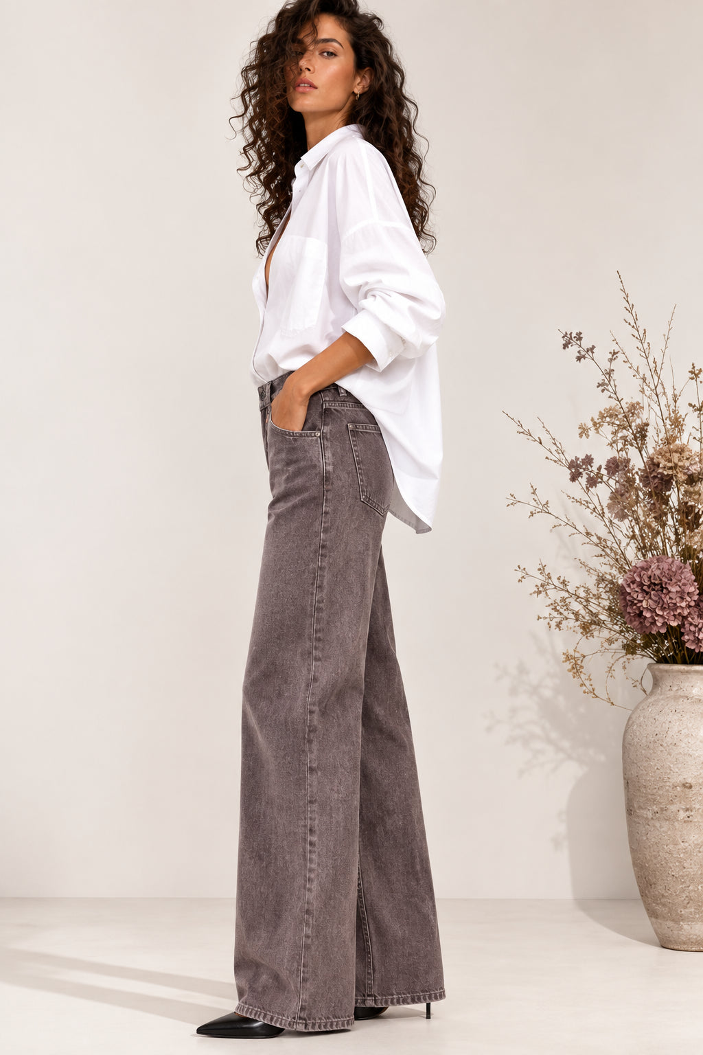Jeans Wide Leg Vintage Wash Please - PLEASE