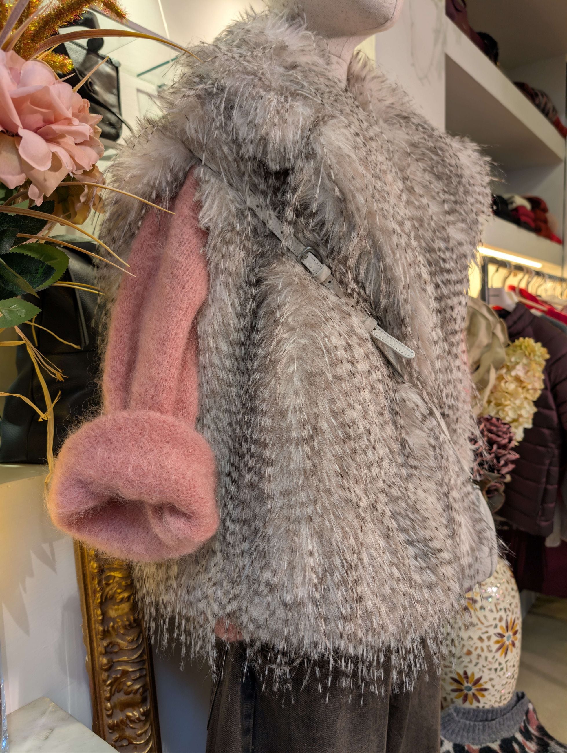 Pelliccia Smanicata faux fur in lince - TENSIONE IN