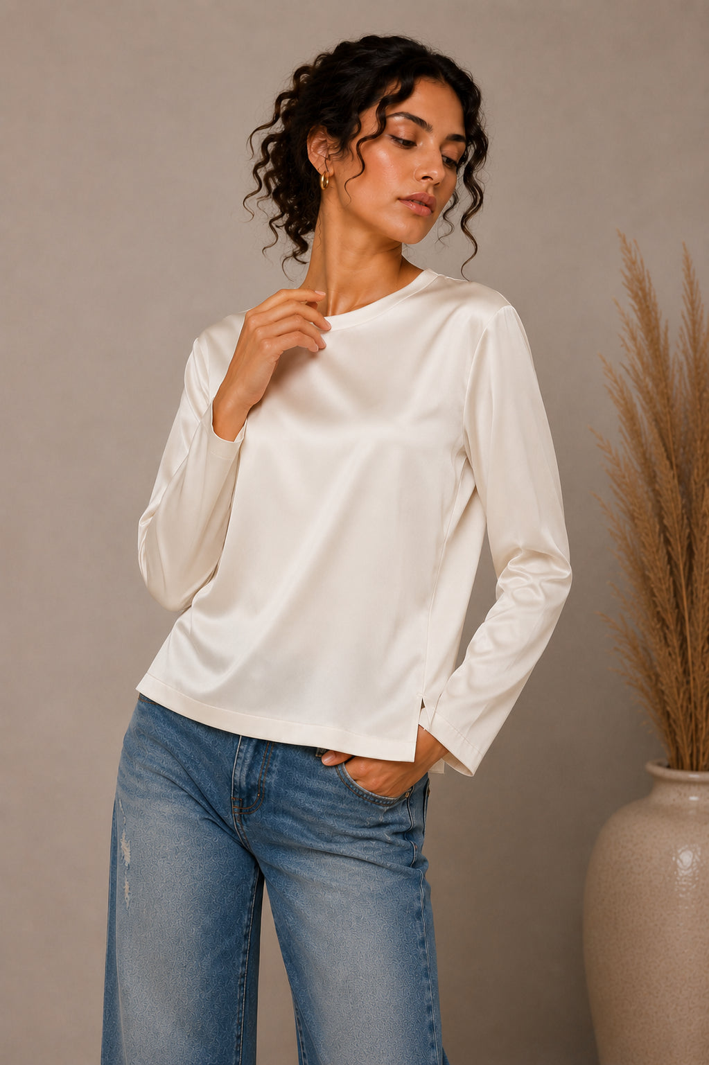 Satin Fluid Blouse - SHE_FLORENCE_LAB