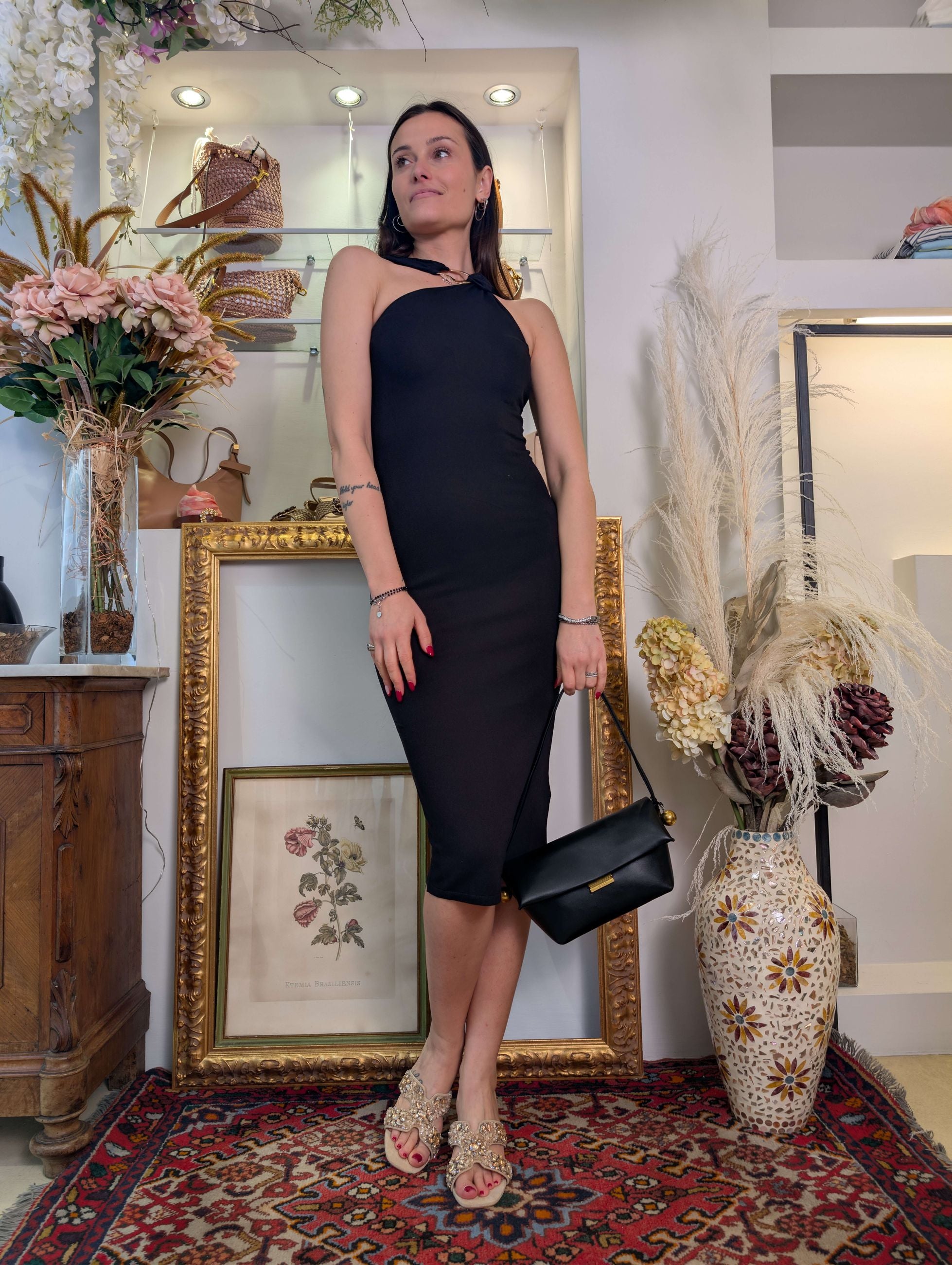 Abito midi in maglia con nodo e dettaglio gioiello - MARKUP DONNA