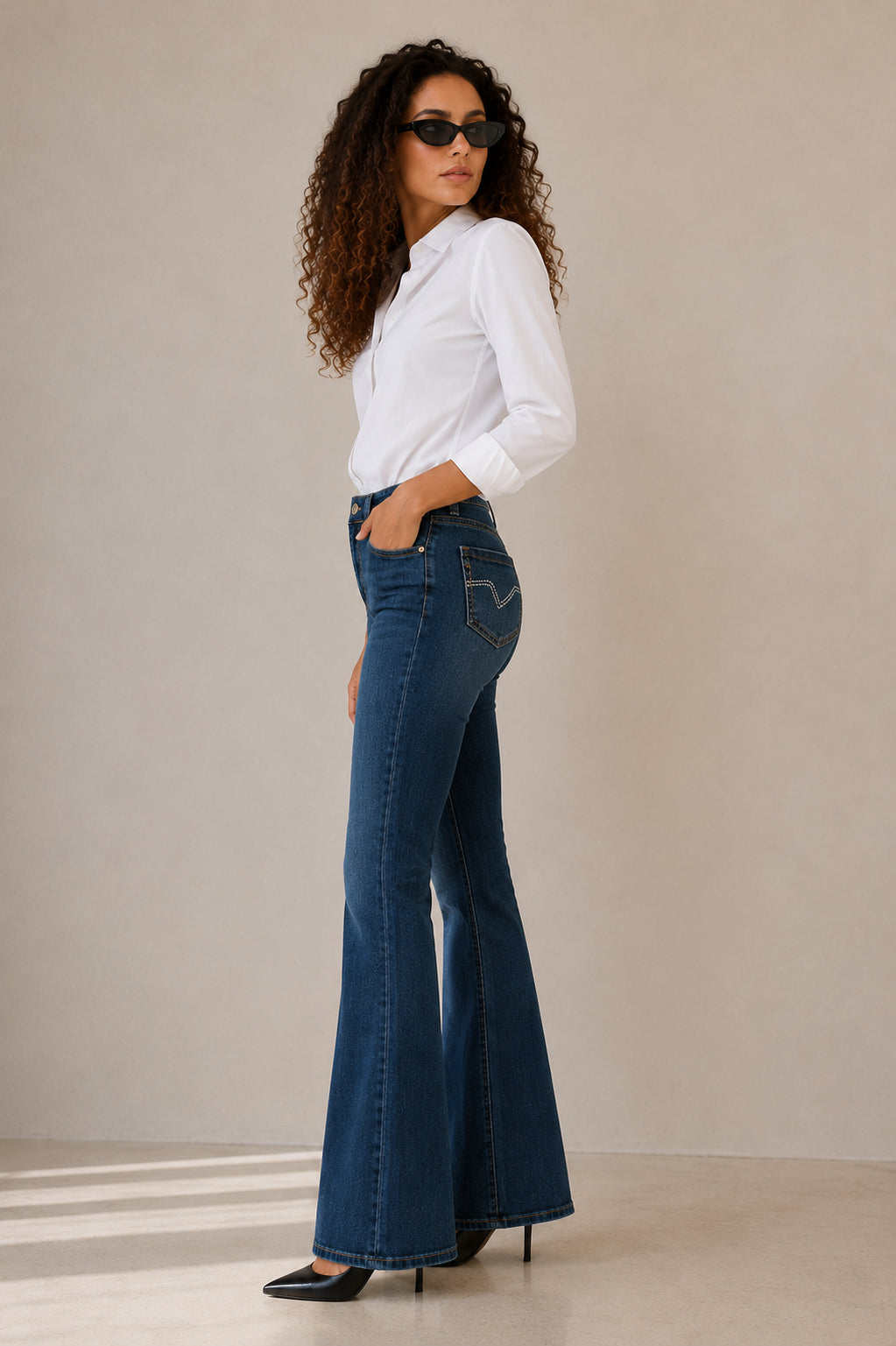 Jeans Flare Superstretch con Strass - GL for Her