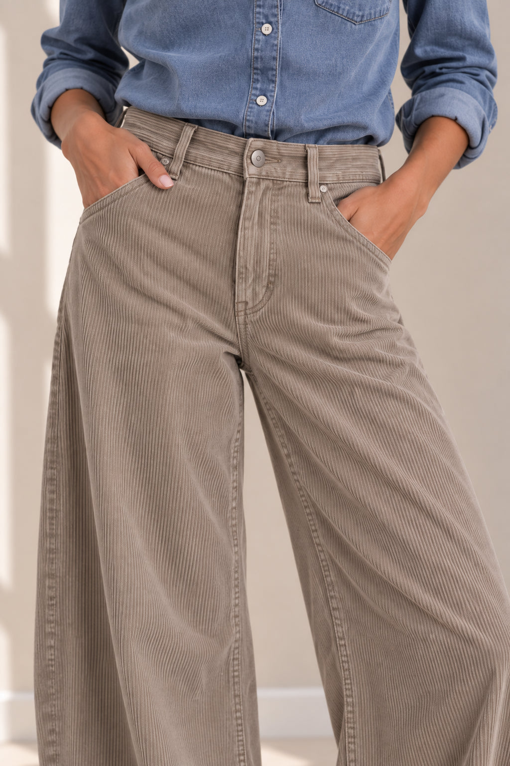 Pantalone wide leg in velluto a coste - PLEASE