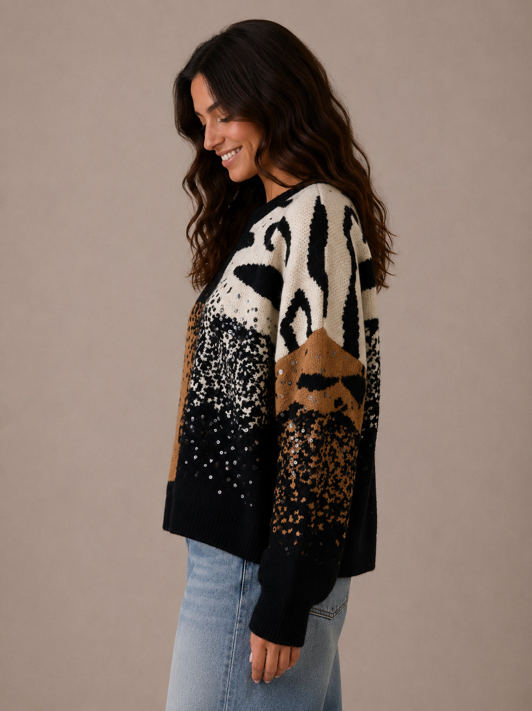 Maglia jacquard con paillettes - Sandro Ferrone