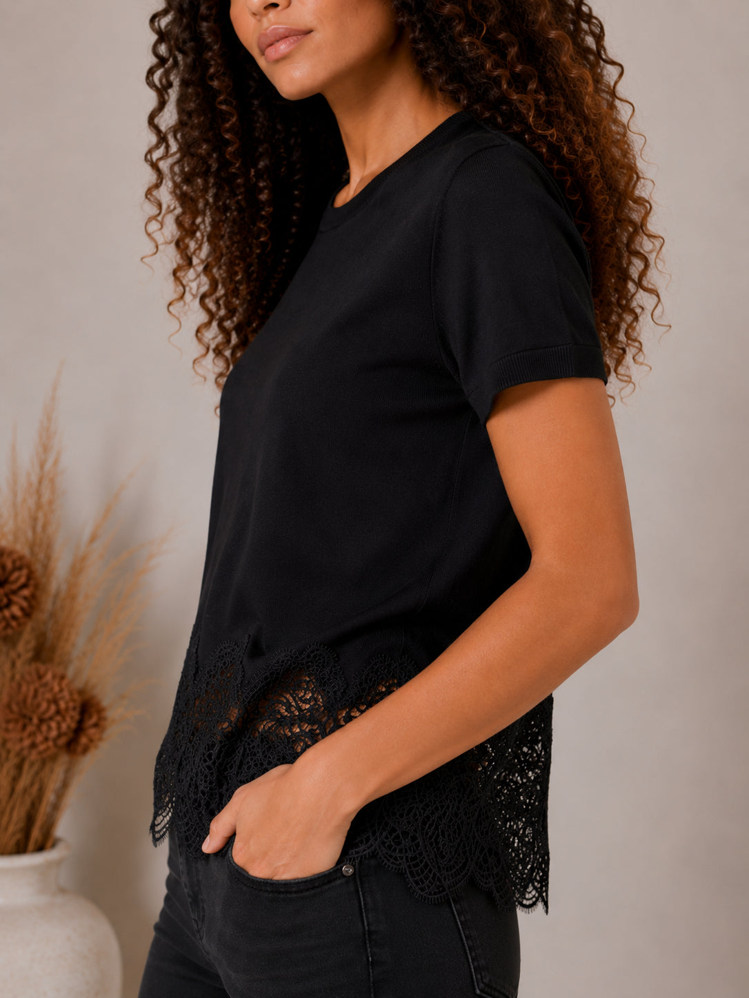 Maglia in viscosa finezza 12 con pizzo - SHE_FLORENCE_LAB