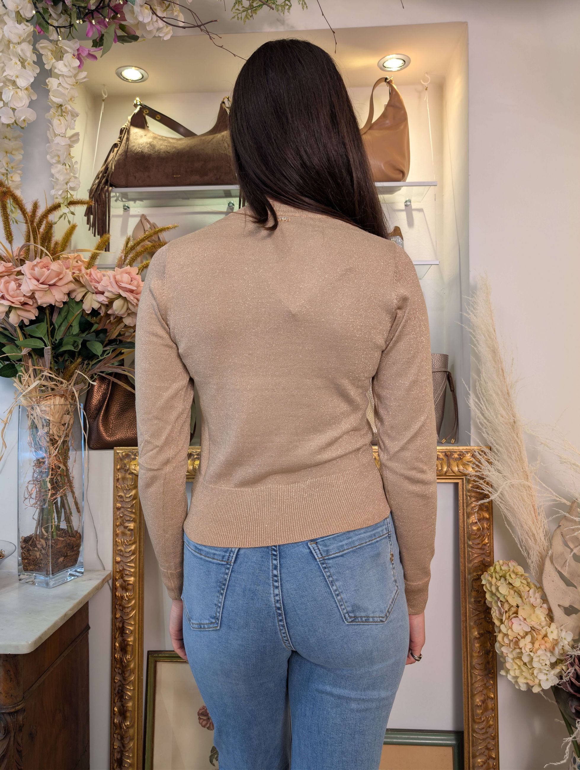 Maglia in lurex con collo alla coreana - MARKUP DONNA