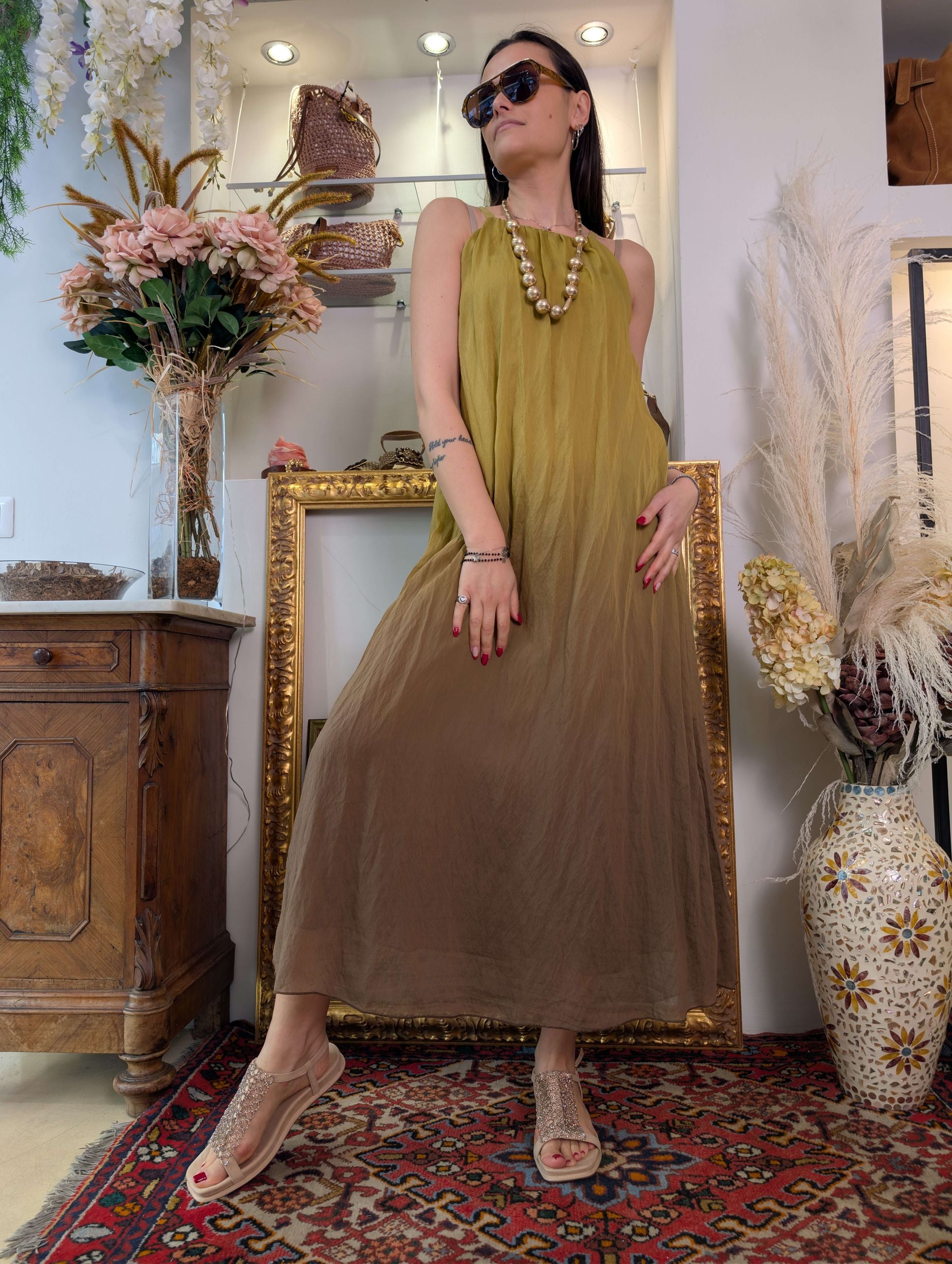 Abito degradé maltinto lime & caffé - LE SARTE DEL SOLE