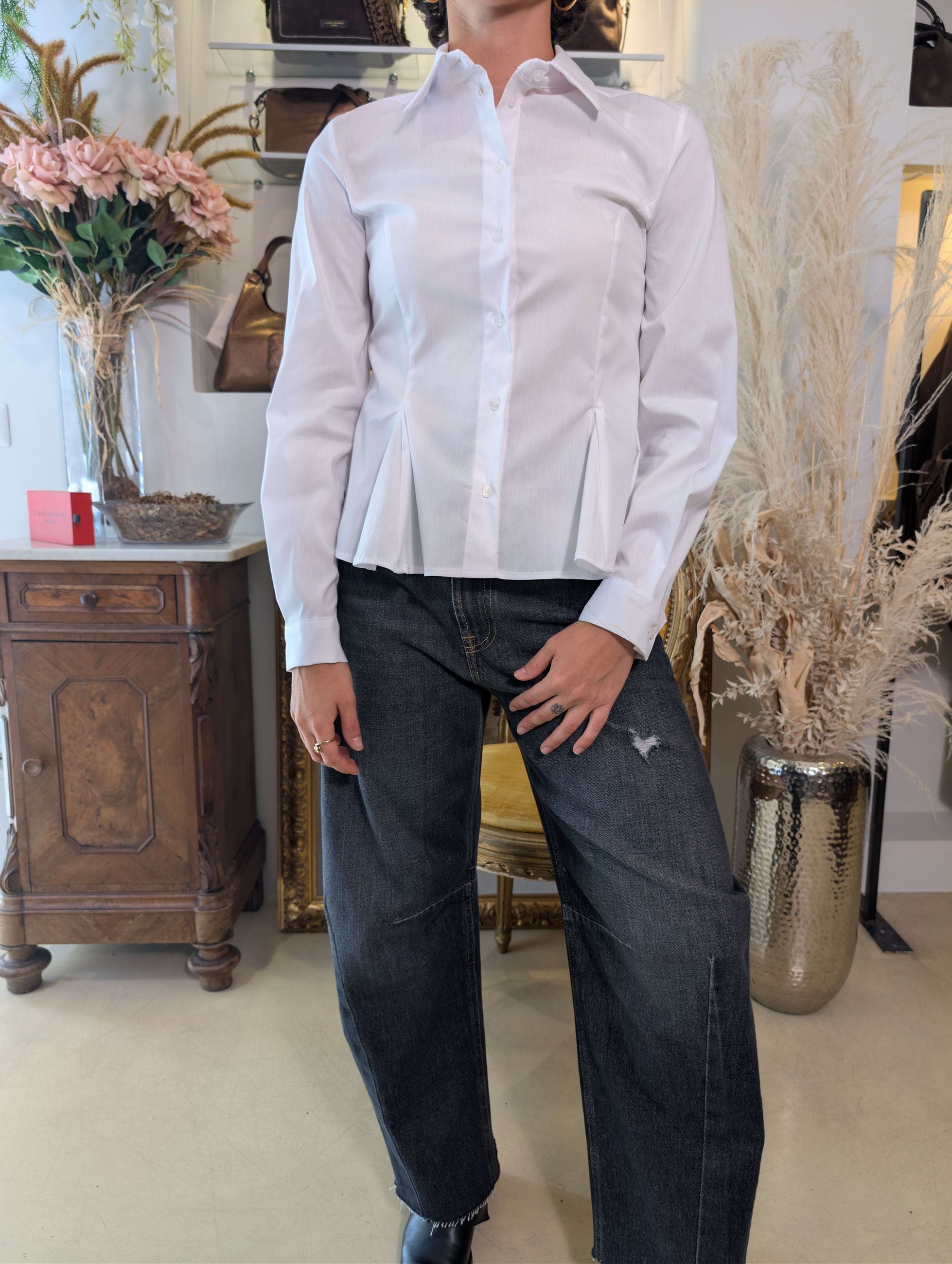 Camicia bianca in popeline elasticizzato – slim fit -
