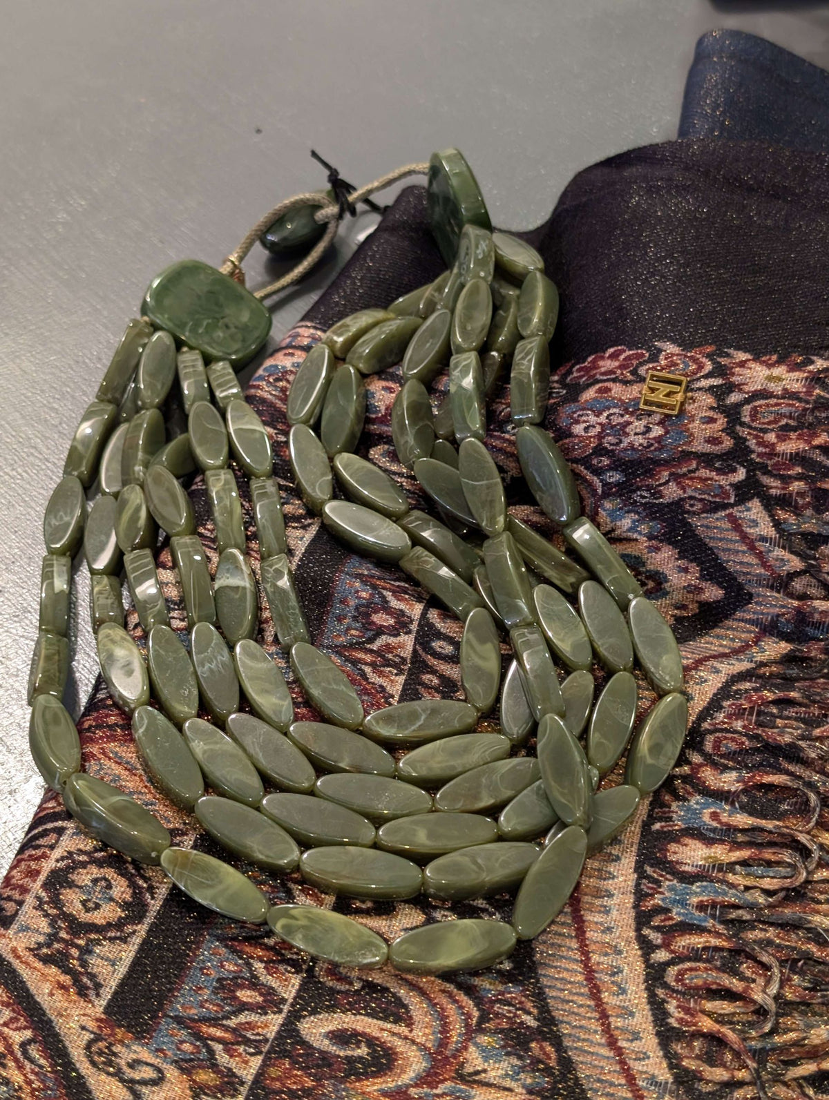 COLLANA AGATA MULTIFILO IN RESINA VERDE - NALI'
