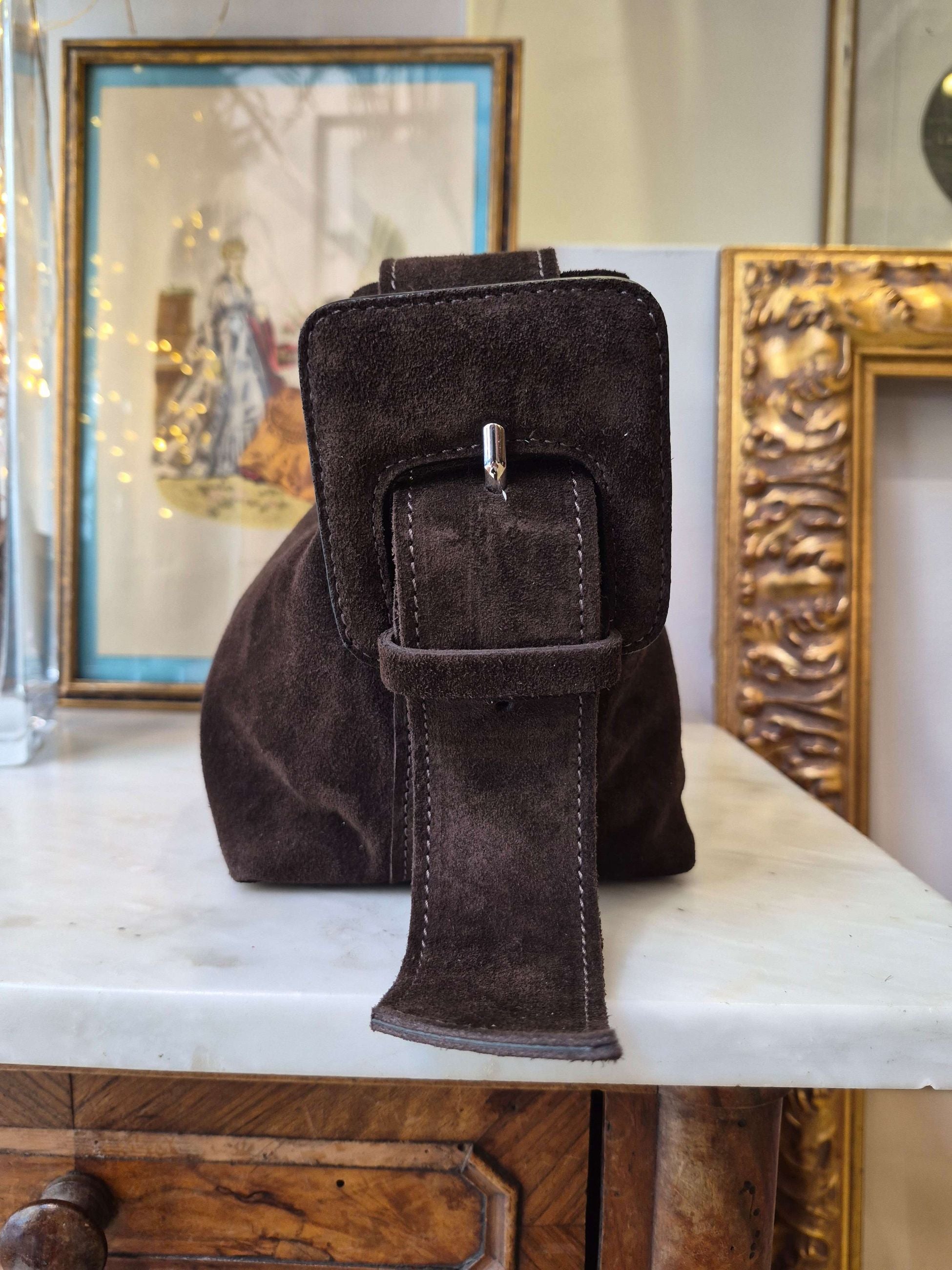 Hobo bag in camoscio con maxi fibbia - Sandro Ferrone