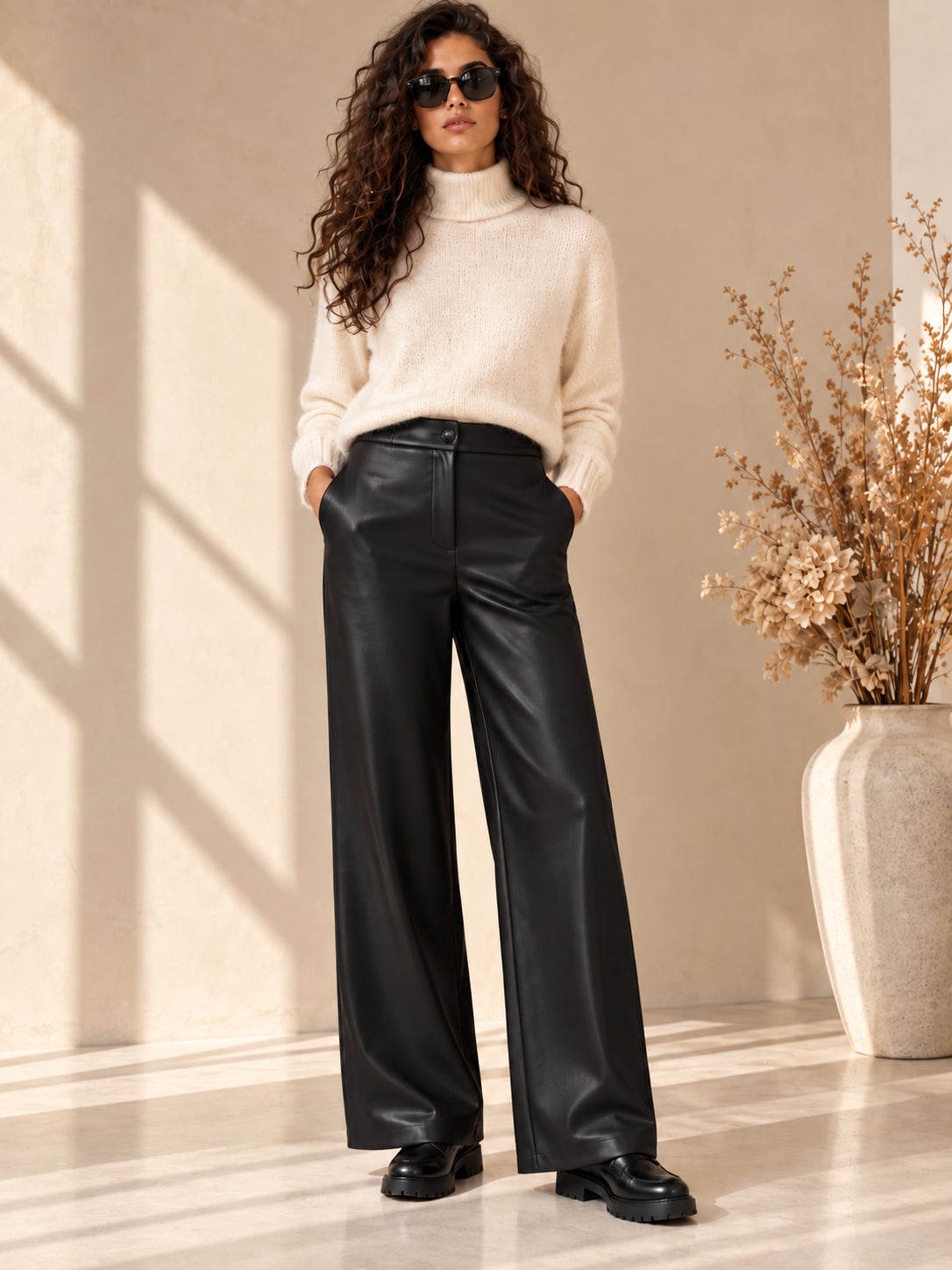 Pantalone Wide Leg in Ecopelle Soft - SHE_FLORENCE_LAB