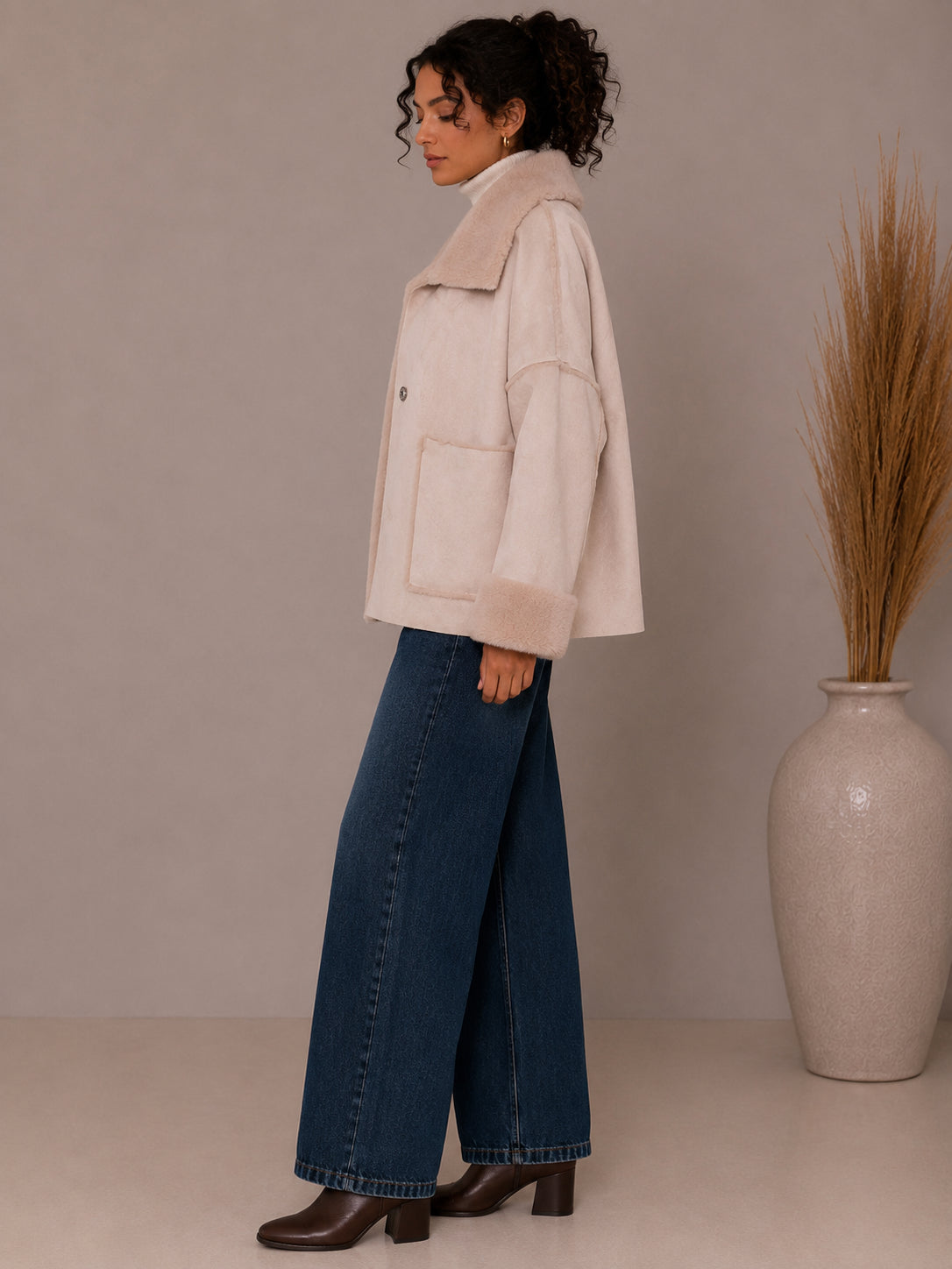 Giubbotto Oversize Suede Touch con Faux Fur - Sandro Ferrone