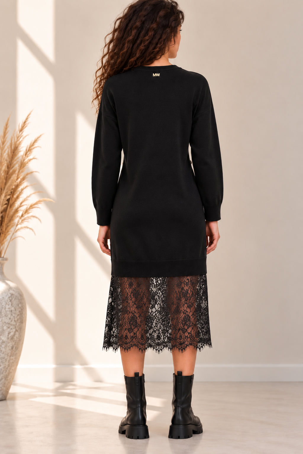 Abito in viscosa con pizzo e piercing gioiello - MARKUP DONNA