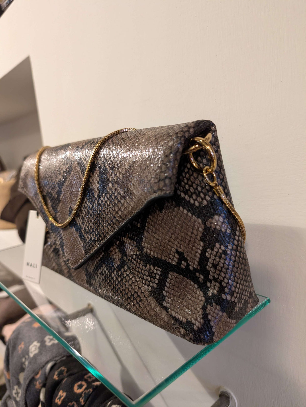 BORSA NOIR CLUTCH SNAKE MARRONE - NALI'