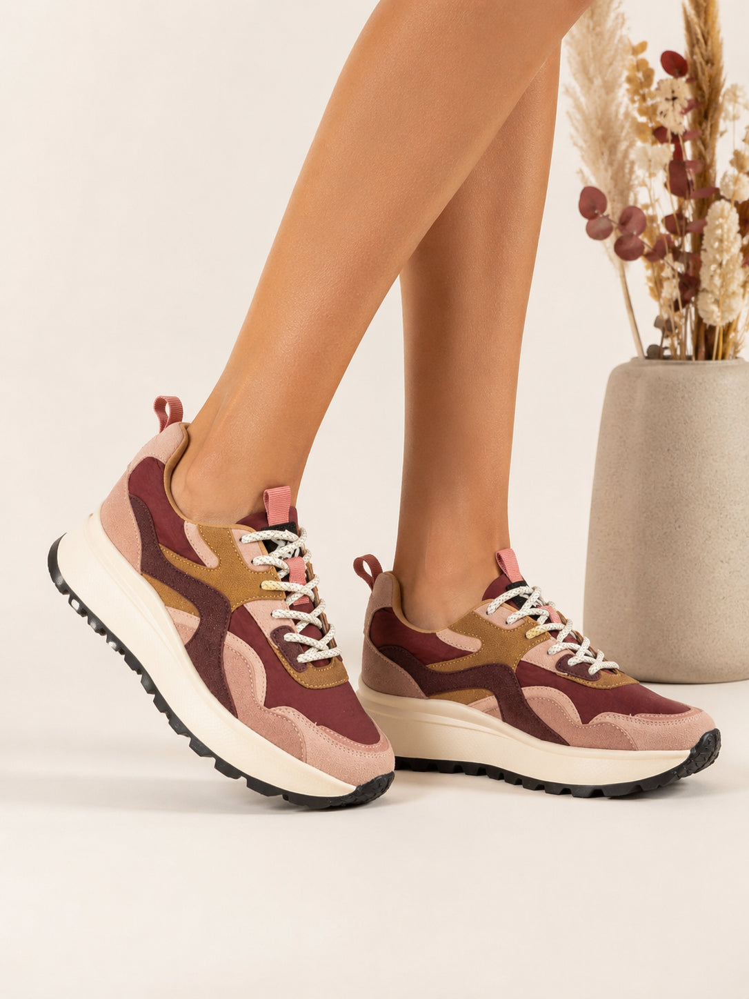 Sneakers Platform Nylon & Suede - GOLD & GOLD