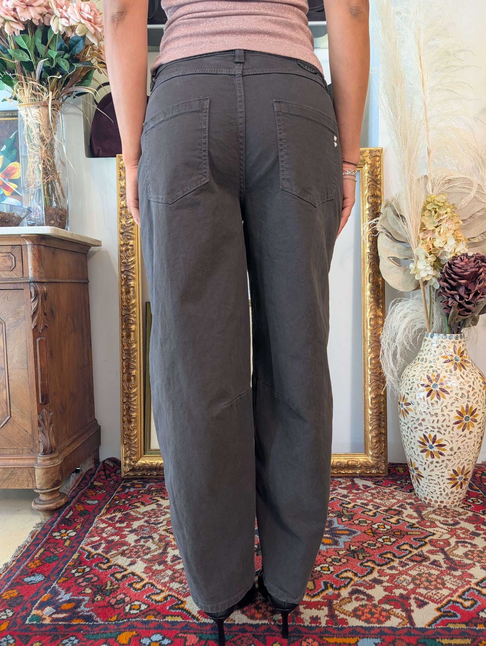 Panta barrel in gabardina elasticizzata - PLEASE