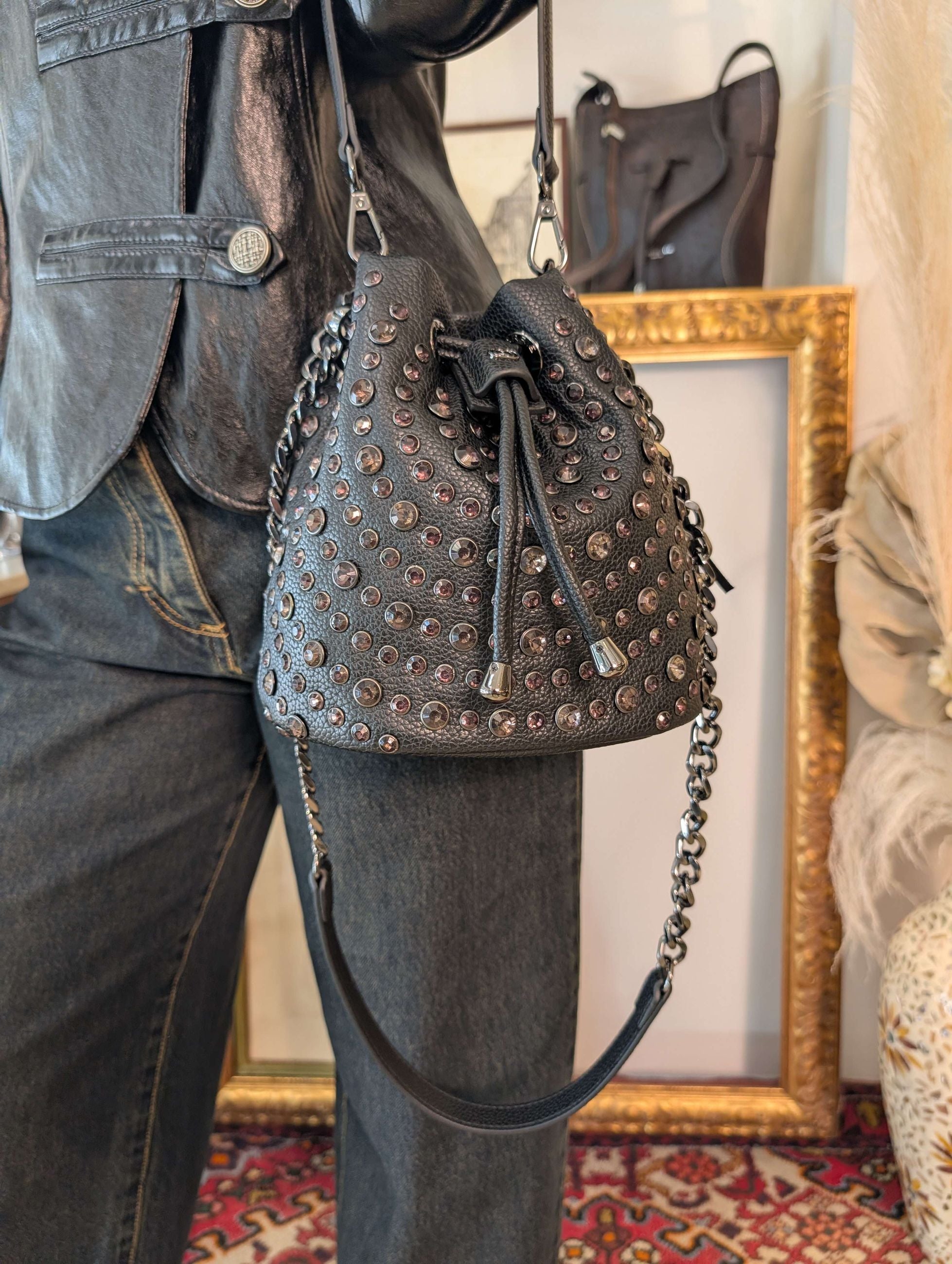 ANDROMEDA SMALL BUCKET TUMBLED PU LEATHER - La Carrie Bag