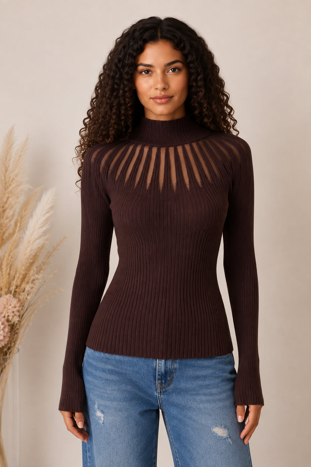 Maglia slim fit con lavorazioni a spicchi effetto trasparenza - LE SARTE DEL SOLE