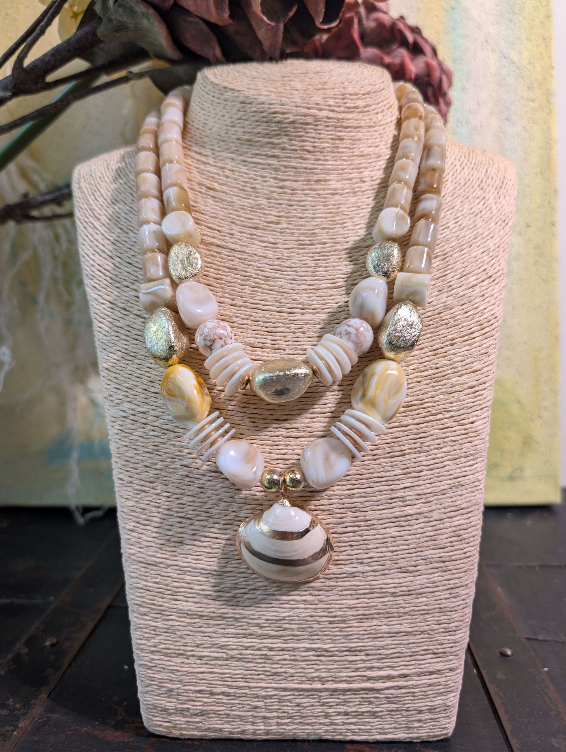 COLLANA MULTIFILO CONCHIGLIA BEIGE - NALI'
